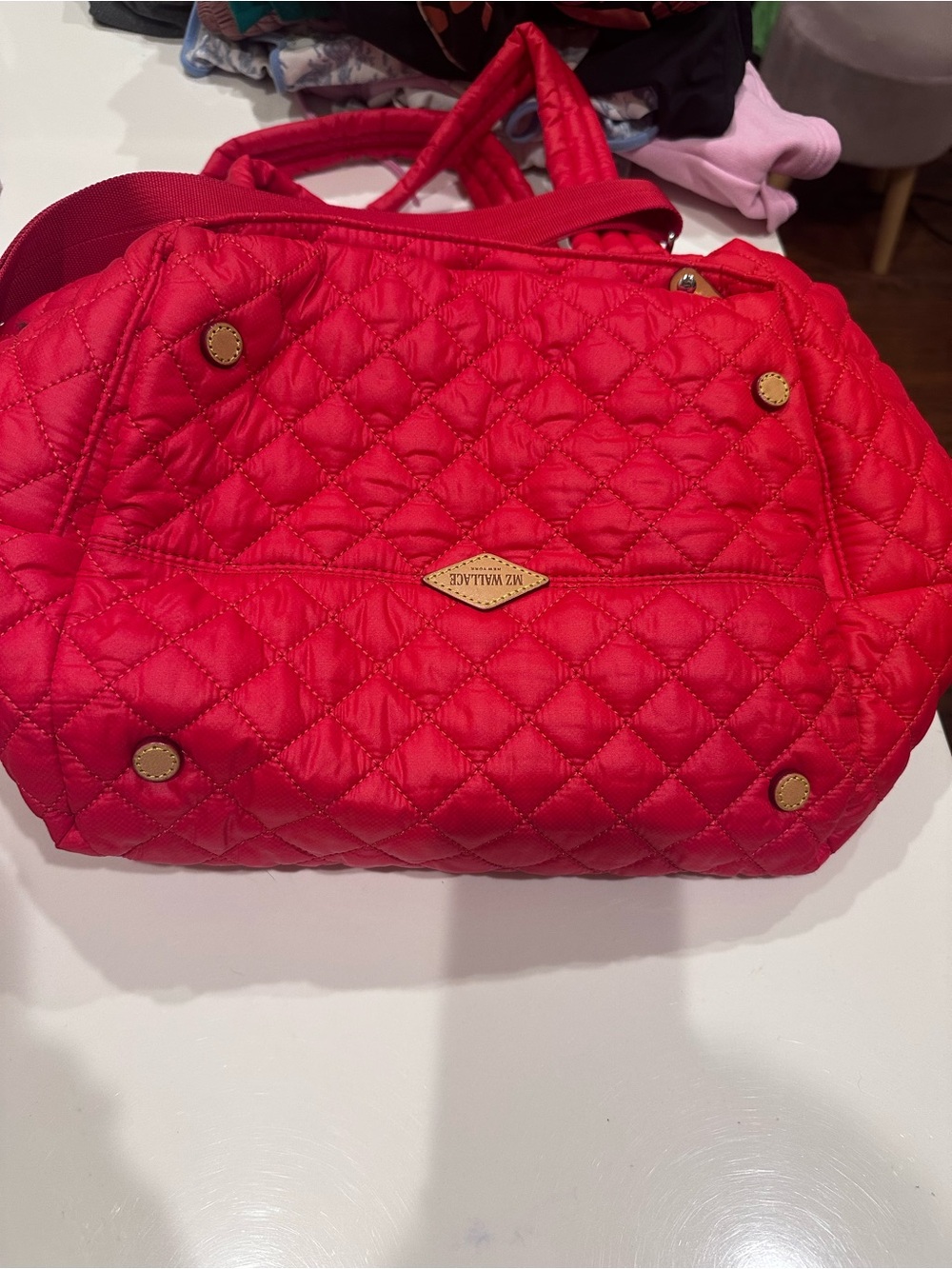 MZ Wallace Quilted Tote Bag in Red - Picture 6 of 6